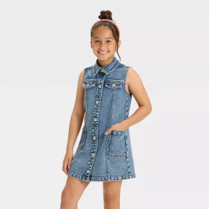 Girls' Sleeveless Denim Dress